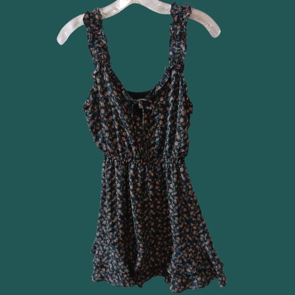 Cupcakes & Cashmere Azura Floral Ruffle Mini Dress Black & Peach Xsmall - Picture 2 of 16